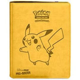 Pokémon - Portfolios - Premium Pro-Binder - Simili Cuir Jaune Pikachu - 20 Pages De 18 Cases