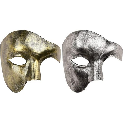 Paquet De 2 Masques De Mascarade Fantôme De L¿Opéra Demi-Masque Facial Pour Hommes Masque Demi-Visage Halloween Costume De Fête Masque Mardi Gras Masque X