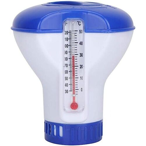 Diffuseur Flottant Grand Modèle, Distributeur de Chlore, Distributeur Flottant de Chlore 5 Pouces Piscine avec thermomètre Pilule flotantes Pilule Piscine Romantique désinfection applicateur