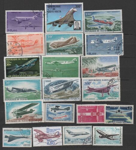 Thématique: Lot De 20 Timbres Représentant Des Avions. Différents Pays.