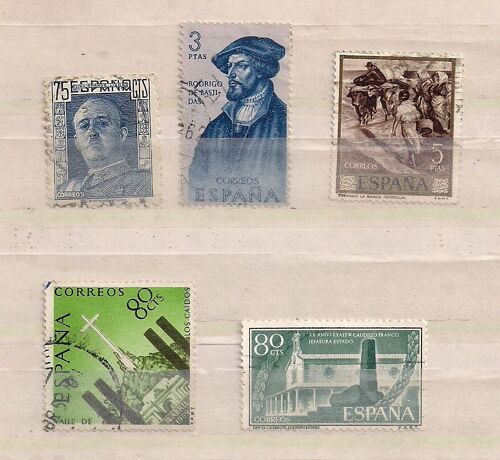 Espagne- Lot De 5 Timbres Oblitérés Avec Trace De Charnière -  Thèmes Divers