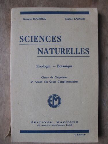 Sciences Naturelles Zoologie-Botanique Classe De 5eme 2e Années Des Cours Complèmentaires