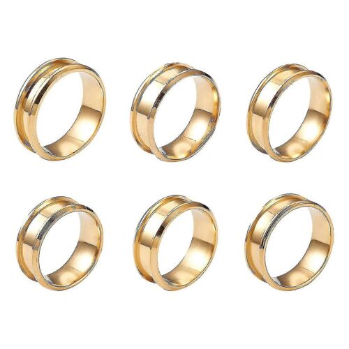 Anneaux Core Blank Pour Bague D'incrustation En Acier Inoxydable Grooved Finger Ring 8mm 6pcs