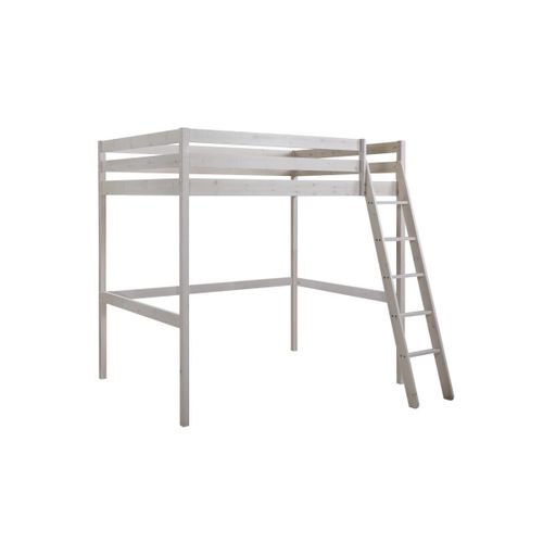 Lit Mezzanine Gedeon Ii - 140 X 190 Cm - Pin Massif - Blanchi