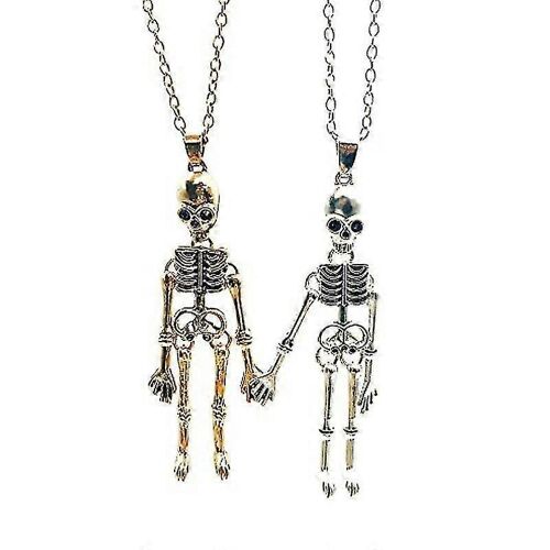 Rétro Squelette Fantôme Colliers Magnétiques Halloween Collier Pour Les Meilleurs Amis Couples Se Tiennent La Main Crâne Colliers Tw
