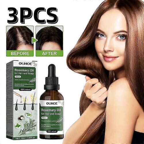 Huile De Romarin Pour Les Cheveux Et Cuir Chevelu-Huile De Cheveux Pour Perte De Cheveux Pour Stimuler La Croissance Des Cheveux Avec De L'huile De Ricin 50 Ml 3pcs