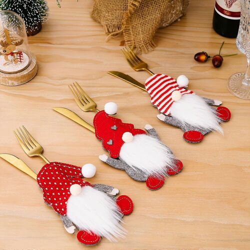 6pcs, Festive Gnome Fork Sleeve Set - Parfait pour les réceptions de vacances et la décoration intérieure