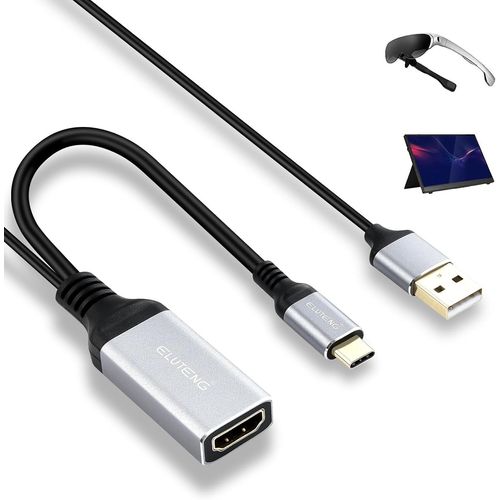 Câble Adaptateur Hdmi Vers Usb C 4K@60Hz Avec Câble Usb A, Câble Hdmi Vers Usb De Type C Câble Thunderbolt 4/3 Compatible Avec Macbook Pro, Mac Air, Microsoft Surface[YIN4183902]