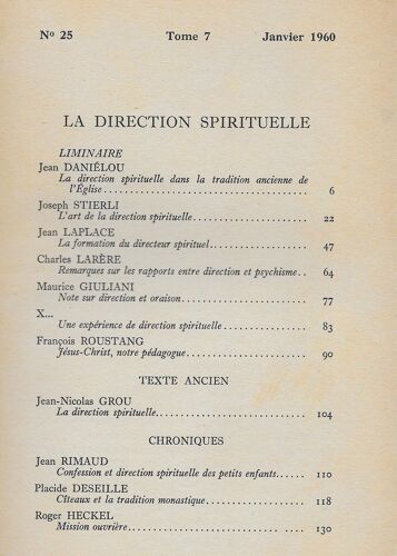 Christus. Cahiers Spirituels. N° 25. La Direction Spirituelle