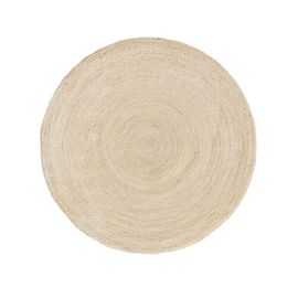 Tapis Poil Ras De Jute Jutta Ivory 115 Cm Round - Tapis Poil Court Design Moderne Pour Salon