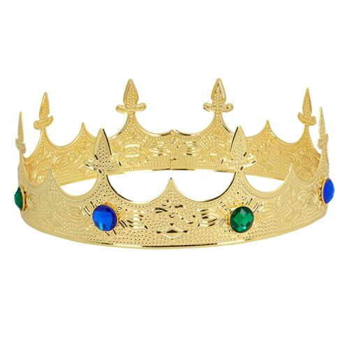 Couronne Royale Métal Or Strass Colorés Adulte