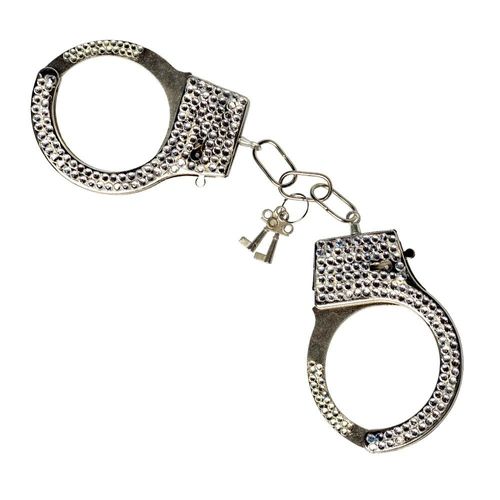 Paire De Menottes Métal Strass Argent Adulte