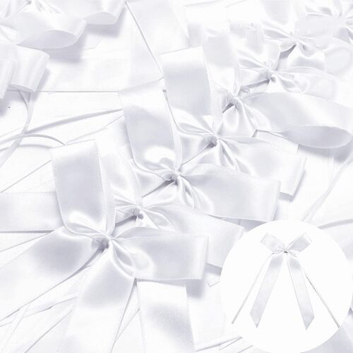 Satin Voiture Decoration, 50 Pièces De Décoration De Mariage N¿uds, Noeud de Décoration de Mariage, Ruban Voiture Mariage, Noeud Rubans Déco, Noeuds Mariage Voiture (Blanc)