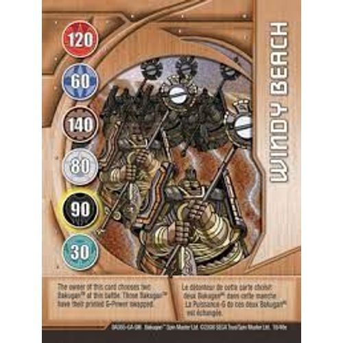Carte Bakugan Battle Brawlers - Windy Beach - Ba365 Ga Sm Gbl 18 - 2008 Sega Toys/Spin Master - 18/48e - 9,5x7 Cm