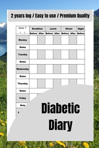 Diabetic Diary Record: Daily Glucose Monitoring Logbook - Record Blood Sugar Levels (Before & After) - Professional 2 Year Diary