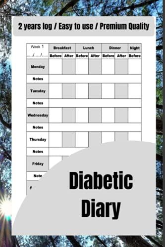 Diabetic Diary Record: Daily Glucose Monitoring Logbook - Record Blood Sugar Levels (Before & After) - Professional 2 Year Diary