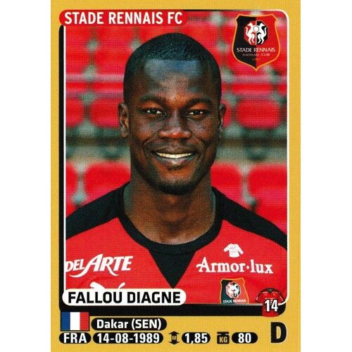 N° 394 - Stickers Image Panini Foot 2015 / 2016 - Fallou Diagne - Rennes