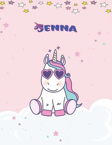 Jenna: Unicorn Notebook Personal Name Wide Lined Rule Paper | Notebook The Notebook For Writing Journal Or Diary Women & Girls Gift For Birthday, For Student | 162 Pages Size 8.5x11inch | Matte Finish
