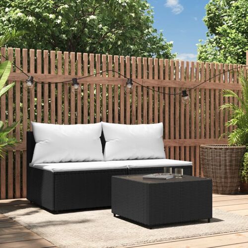 Prolenta Premium - Salon De Jardin 3 Pcs Avec Coussins Noir Résine Tressée