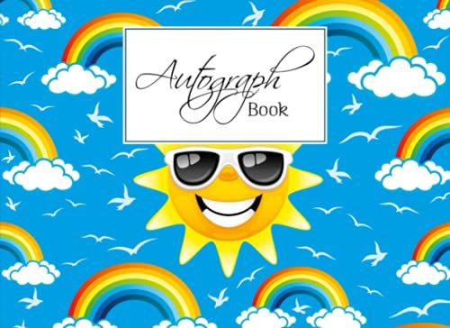 Autograph Book: Rainbows Sky Cover | Memory Book, Signature Celebrity Memorabilia Album Gift, Size 8.25" X 6" By Margareta Baumgartner