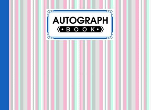 Autograph Book: Striped Cover | Signatures Blank Scrapbook, Blank Unlined Keepsake, Keepsake Memory Book, Size 8.25" X 6" By Eva Koch
