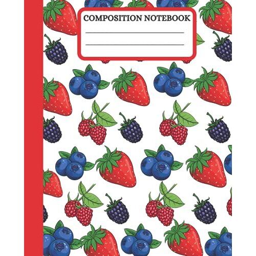 Strawberry Composition Notebook: Berries Composition Notebook, Blueberry Notebook For School, Kids, Teens | Wide Ruled | 110 Pages | 7.5 X 9.25