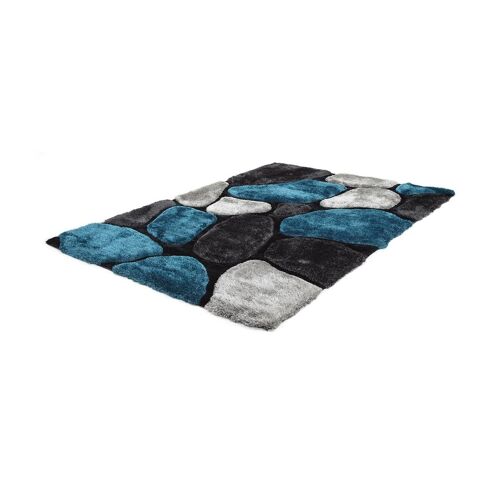 Tapis Shaggy À Poils Longs Pietra Turquoise Et Gris - 120 X 170cm