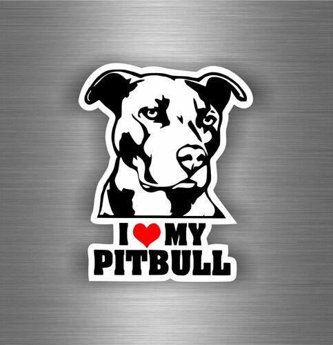 Autocollant Sticker Voiture Moto Macbook I Love My Pitbull Chien Tuning