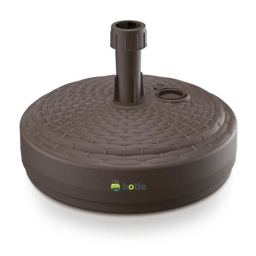 Support De Parasol Plastique Ronde, Pour Jardin, Terrasse, Plage, Aspect Rotin Marron, Soit Être Rempli Par Sable, Eau, Gravier