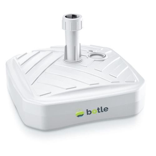 Support De Parasol Plastique Carrée Pour Jardin, Terrasse, Plage Soit Être Rempli De Sable, D'eau Ou De Gravier, Socle Blanche