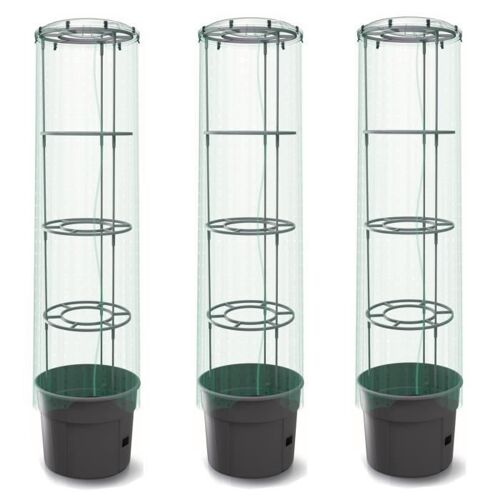 Lot De 3 Jardinières 28 L Planteur Pot À Tomates Avec Film De Protection Ldpe Et Couvercle Cache-Pot À Cultivation De Légumes