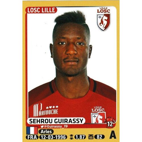 N° 166 - Stickers Image Panini Foot 2015 / 2016 - Sehrou Guirassy - Lille