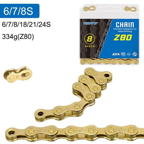 Chaîne De Vélo 116 Maillons X6 X7 X8 X9 X10 X11, Pédalier De Vtt De Route En Or Argent