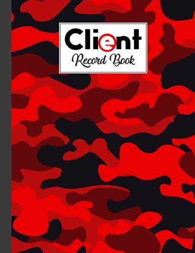 Client Record Book: Premium Camouflage Red Cover Client Record Book, Client Data Organizer Log Book, 120 Pages, Size 8.5" X 11" Design By Benedikt Seitz