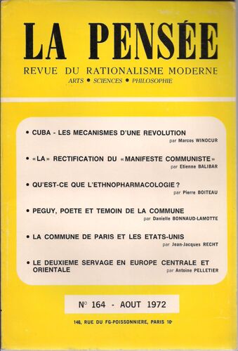La Pensée, Revue Du Rationalisme Moderne  N° 164