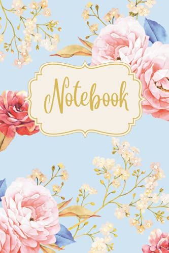Notebook: Pretty Blue Floral Notebook With Floral Motif On Each Page. Ideal For Women And Girls.