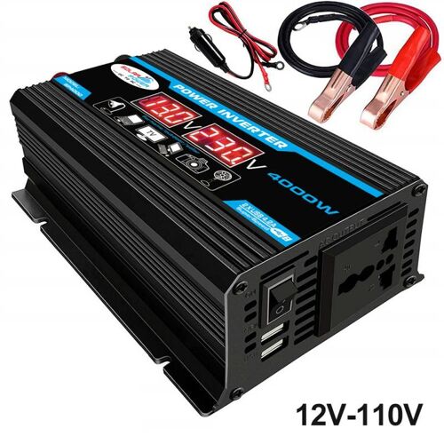 Convertisseur D'onde Sinusoïdale 12v Dc À 220/110v Ac, Double Usb, Pour Voiture, 4000w, Numérique, Chargeur