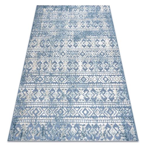 120x170 Cm Tapis Structural Sole D3732 Aztèque, Diamants - Tissé À Plat Bleu / Beige