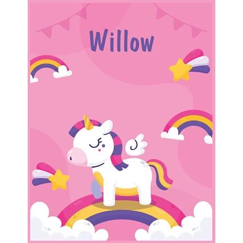 Willow: Unicorn Notebook Personal Name Wide Lined Rule Paper | Notebook The Notebook For Writing Journal Or Diary Women & Girls - Gift For Birthday, For Student | 162 Pages Size 8.5x11inch
