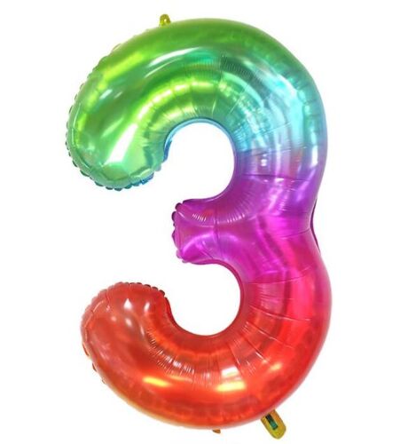 Ballons Anniversaire 3 an Colorée - Gros Ballon Chiffre 3 Numéro 3 - Happy Birthday Decoration Ballons Fête d'anniversaire Ans Vole Grâce à l'Hèlium 3 Ballons 3 Colorée