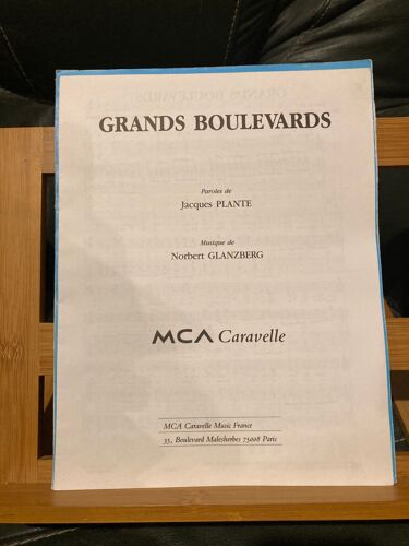 Plante & Glanzberg Grands Boulevards Partition Chant Piano Accords Ed. Caravelle