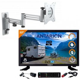 Pack ANTARION TV LED 22" 55cm Téléviseur Full HD Smart TV + Support TV Double Bras