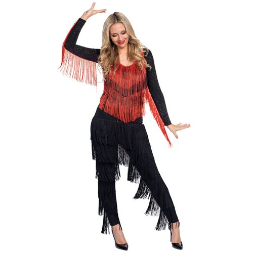 Body Charleston Rouge Et Noir À Franges Femme - Taille: Xs