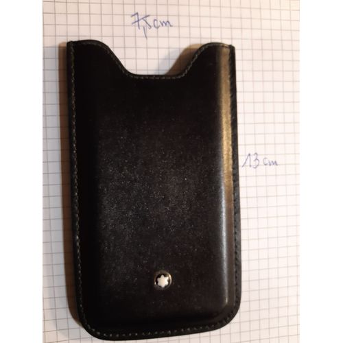 Bel étui-pochette cuir noir Mont Blanc