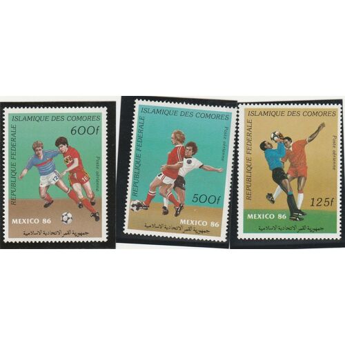 3 Timbres Neufs Des Comores - Coupe Du Monde De Football Mexico 86