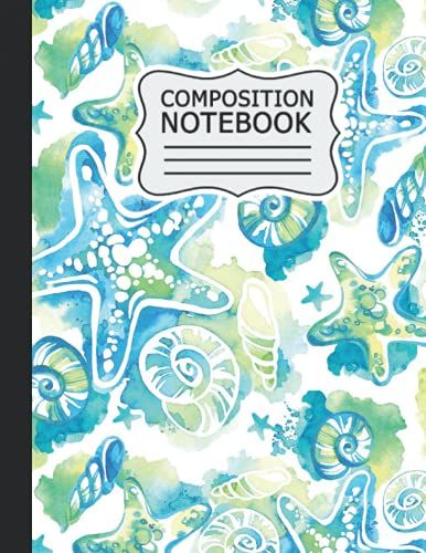 Seashell Composition Notebook: Cute Seashell College Ruled Journal For Kids, Teens And Students | Blank Medium Lined Diary For School, Writing And Everyday Notes | Hand Drawn Seashell Pattern .