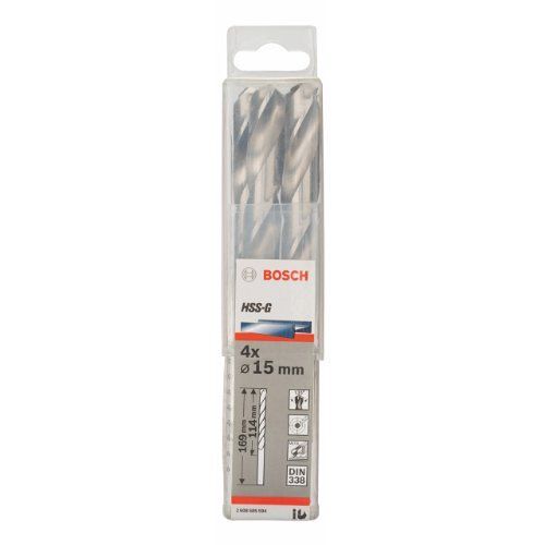 Forets à métaux HSSG standard, DIN 338 15 x 114 x 169 mm 4pc