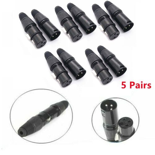Adaptateur De Micro Xlr, 3 Broches, 5 Mâle, 5 Femelle, Connecteur D'extrémité De Câble De Microphone, Accessoires Pour Instruments De Musique, Pièces De Qualité, 10 Pièces