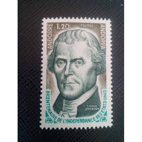 Timbre Andorre Y T 255 Thomas Jefferson (1743-1826), 3e Président 1976 ( 150607 )