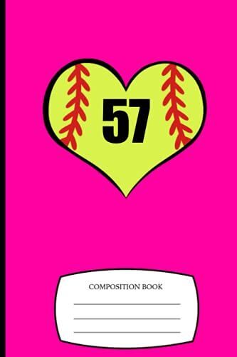 Baseball Heart Composition Book #57: Composition Notebook | 6x9 In 110 College Ruled Pages | Baseball Number Notebooks, Softball Number Logbook